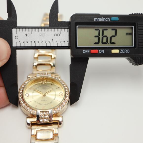 Charter Club Gold Tone Womens 36mm Watch Jewel Bezel with New Battery - Picture 2 of 13